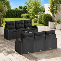 7-Piece Modular Garden Sofa Set Specifications - Black Rattan
