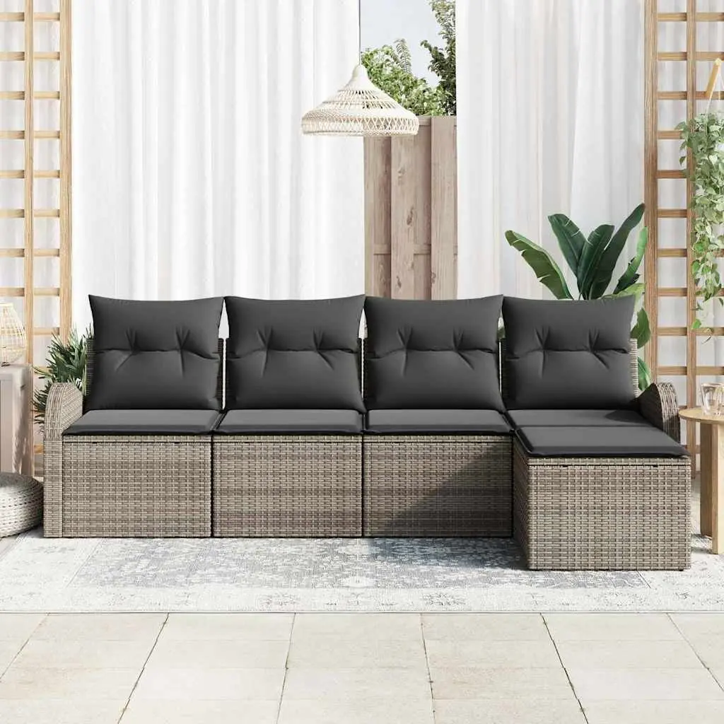 5-Piece Grey Modular Outdoor Sofa Set