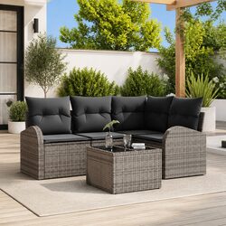 5-Piece Garden Sofa Set with Grey Poly Rattan Design
