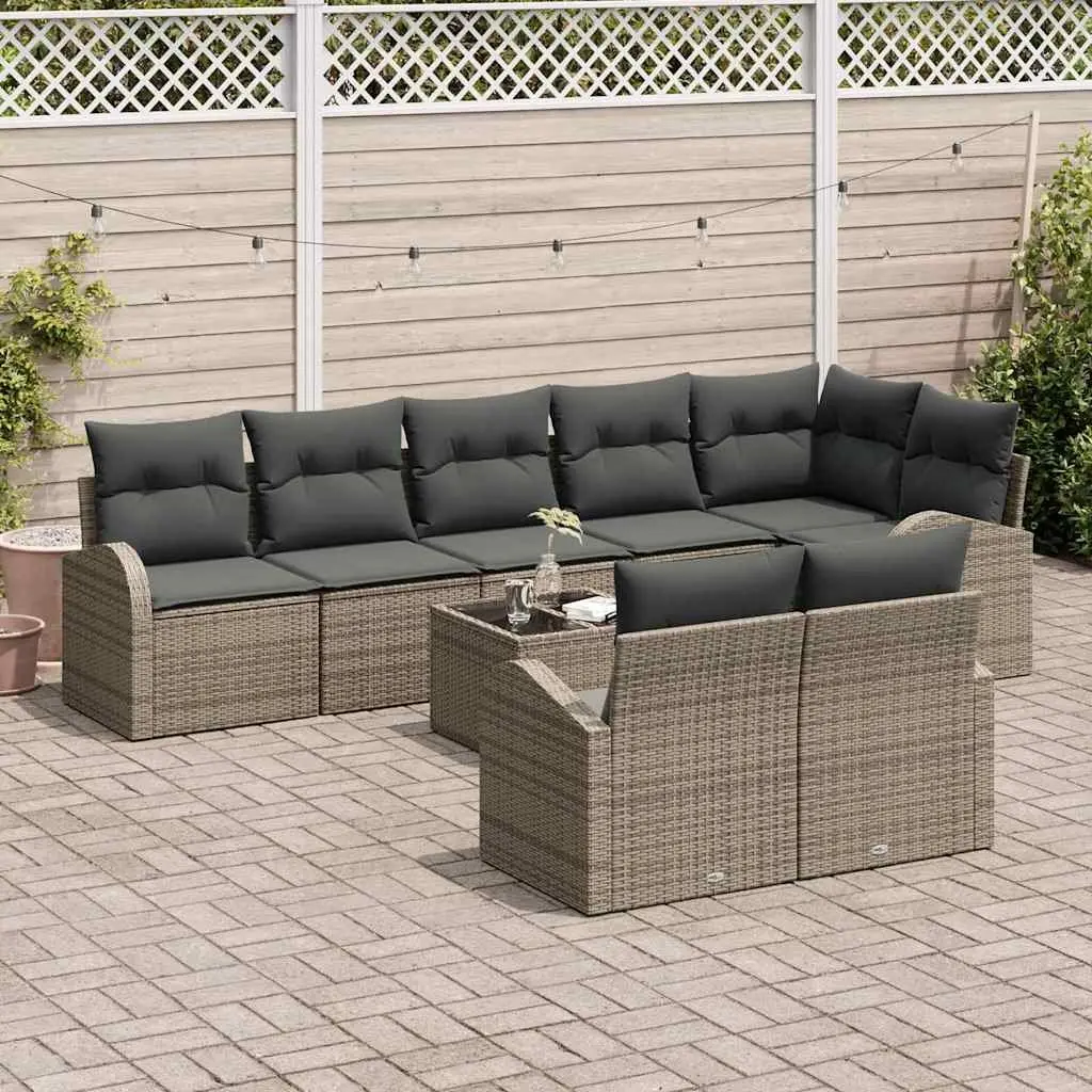 Garden Sofa Set Modular Outdoor Furniture 9 Piece Grey Rattan