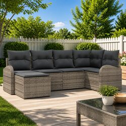 Specifications of 6-Piece Outdoor Sofa Set Grey Poly Rattan