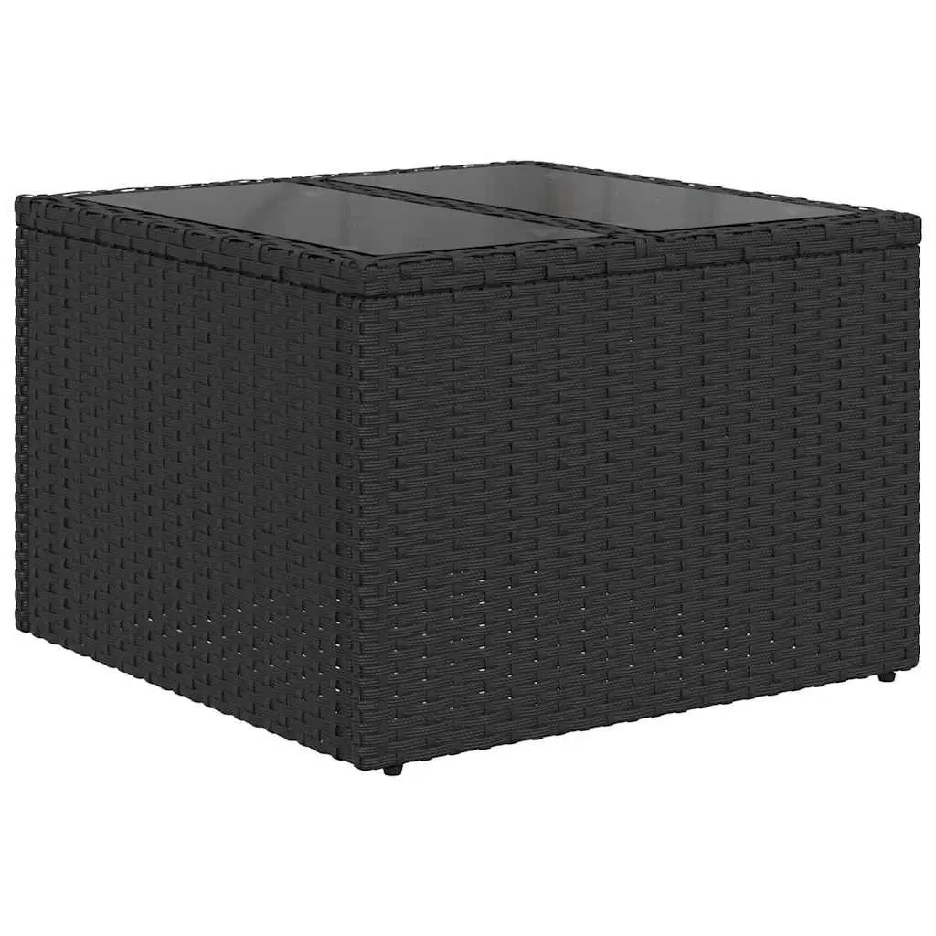 Outdoor Sofa Set for Garden 7 Pieces Modular Black Poly Rattan with Storage Cushions
