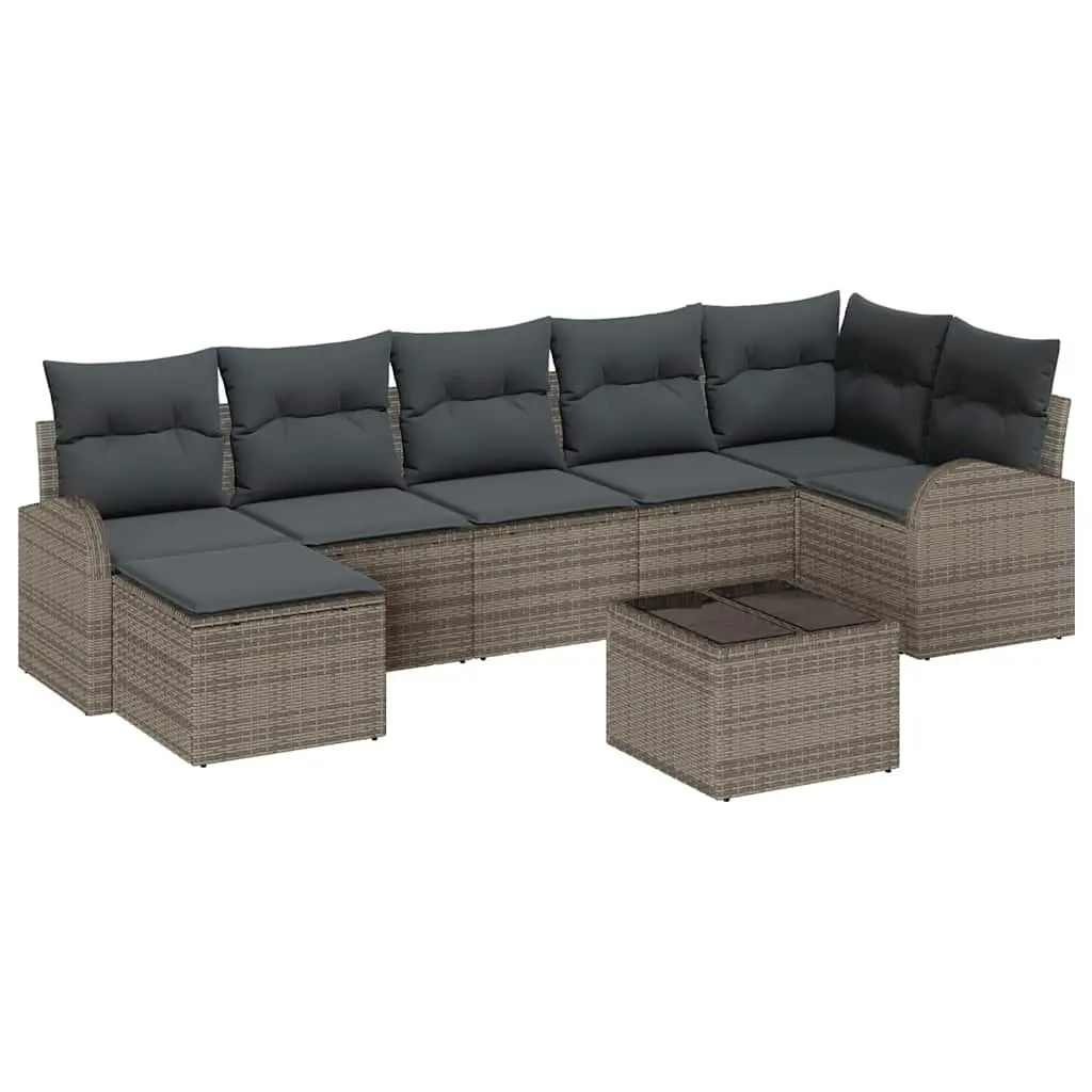 Grey Modular 8-Piece Poly Rattan Outdoor Sofa
