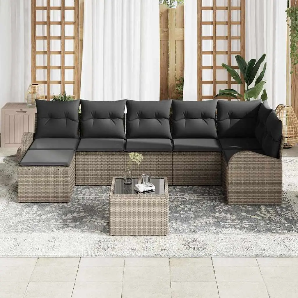 Grey Modular 8-Piece Poly Rattan Outdoor Sofa