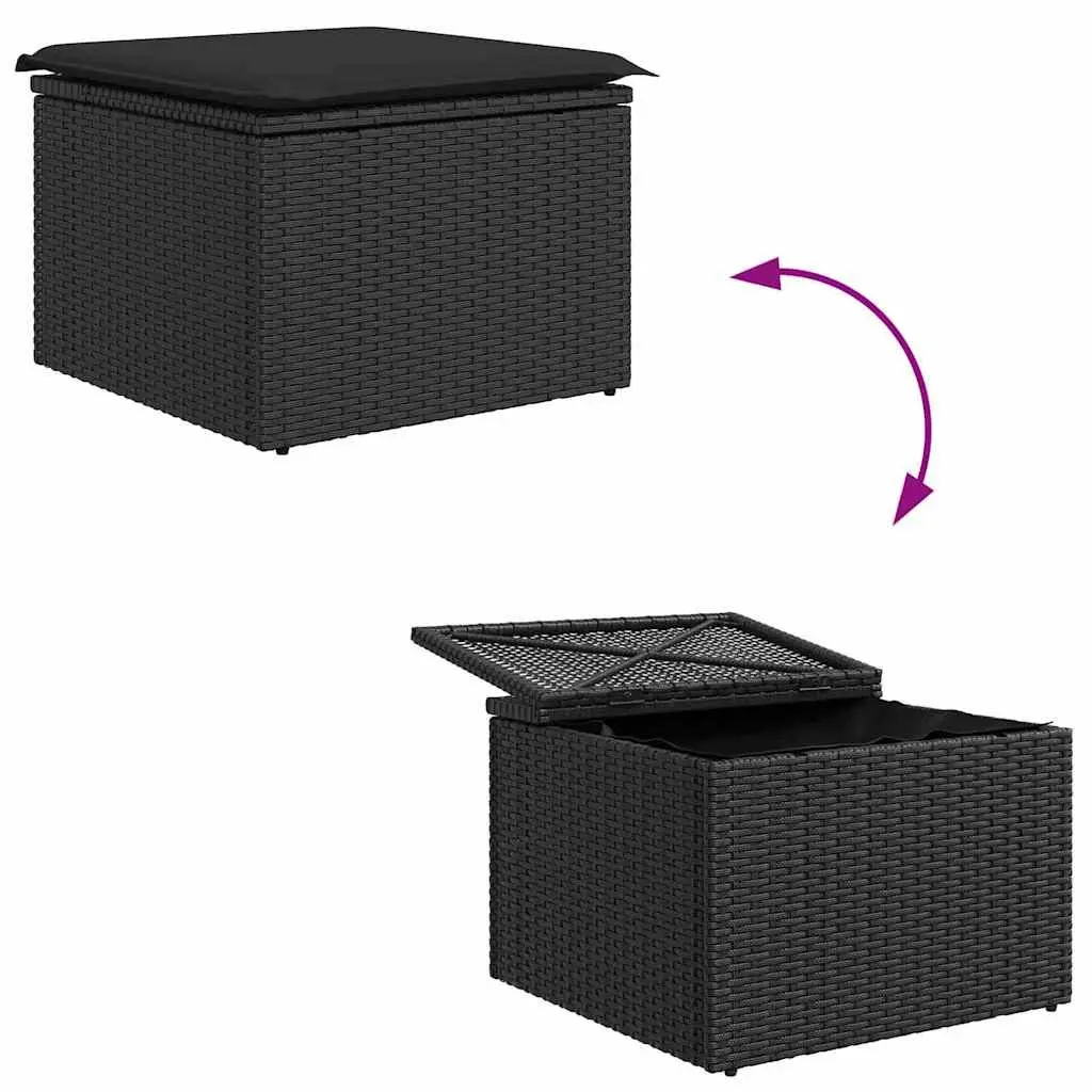 8PieceModularOutdoorSofaSetwithStorageBlackPolyRattanforGardenPatio