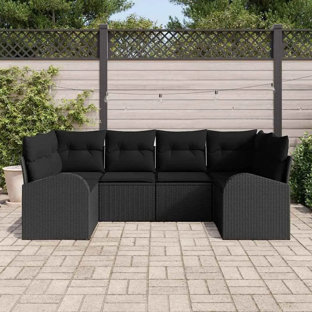 6-Piece Outdoor Sofa Set in Black