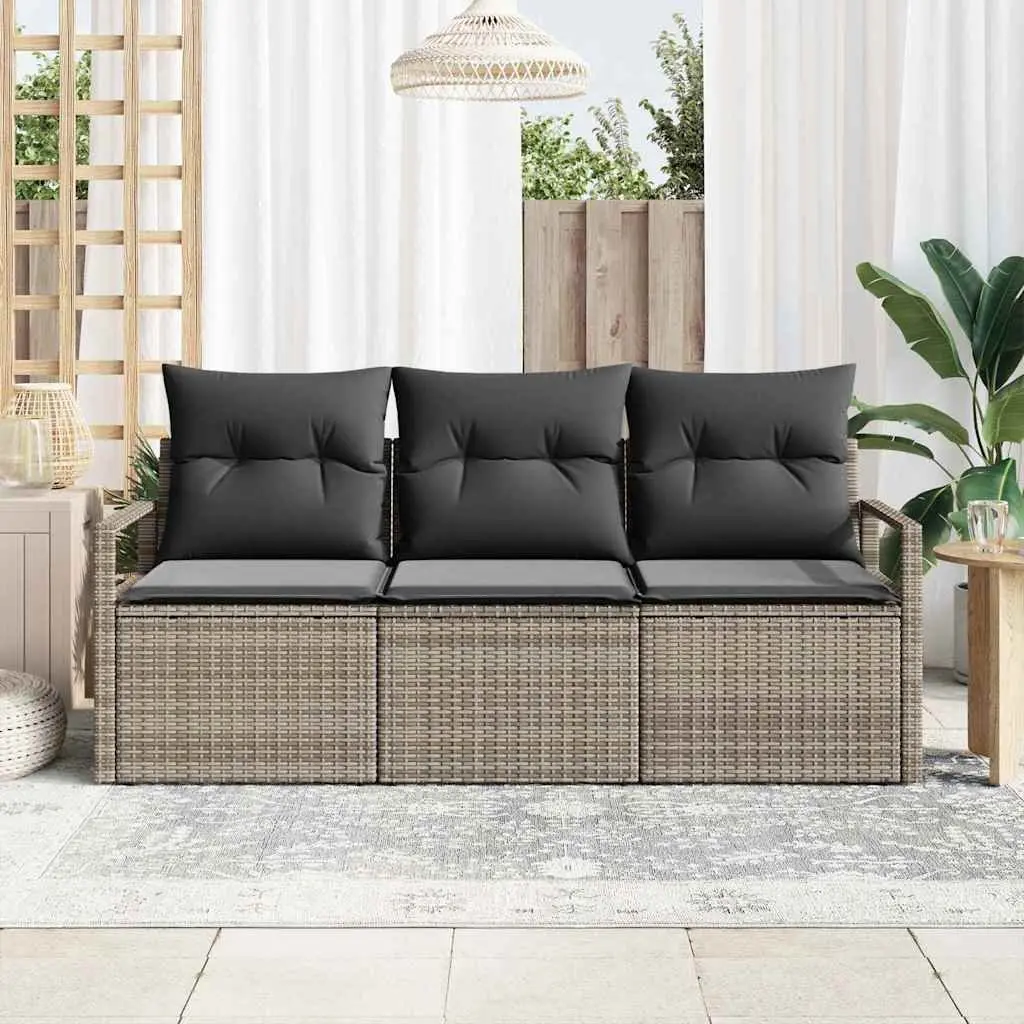 Outdoor Garden Sofa Set 3 Piece Grey Poly Rattan Patio Seating Lounge Furniture