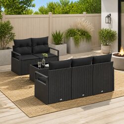 Specifications for 6 Piece Black Modular Garden Sofa Set