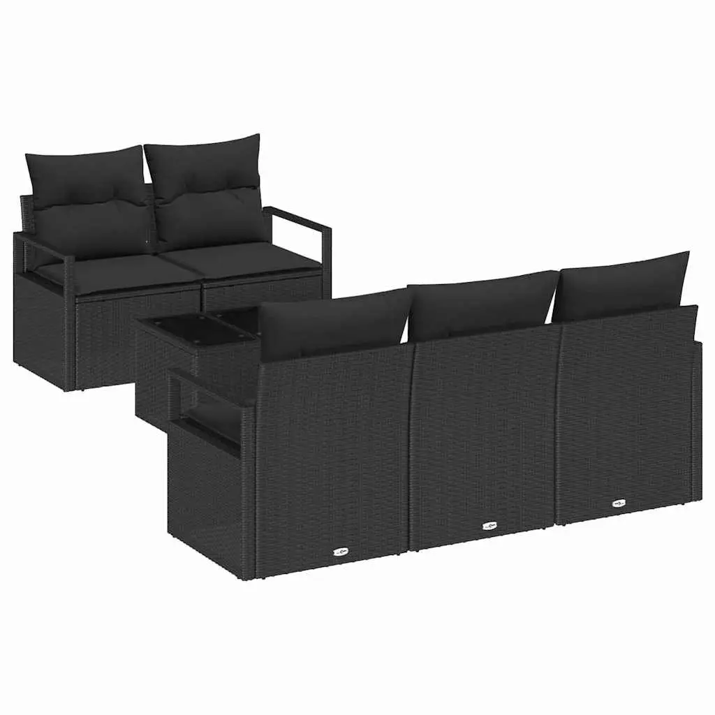 6 Piece Black Modular Garden Sofa Set