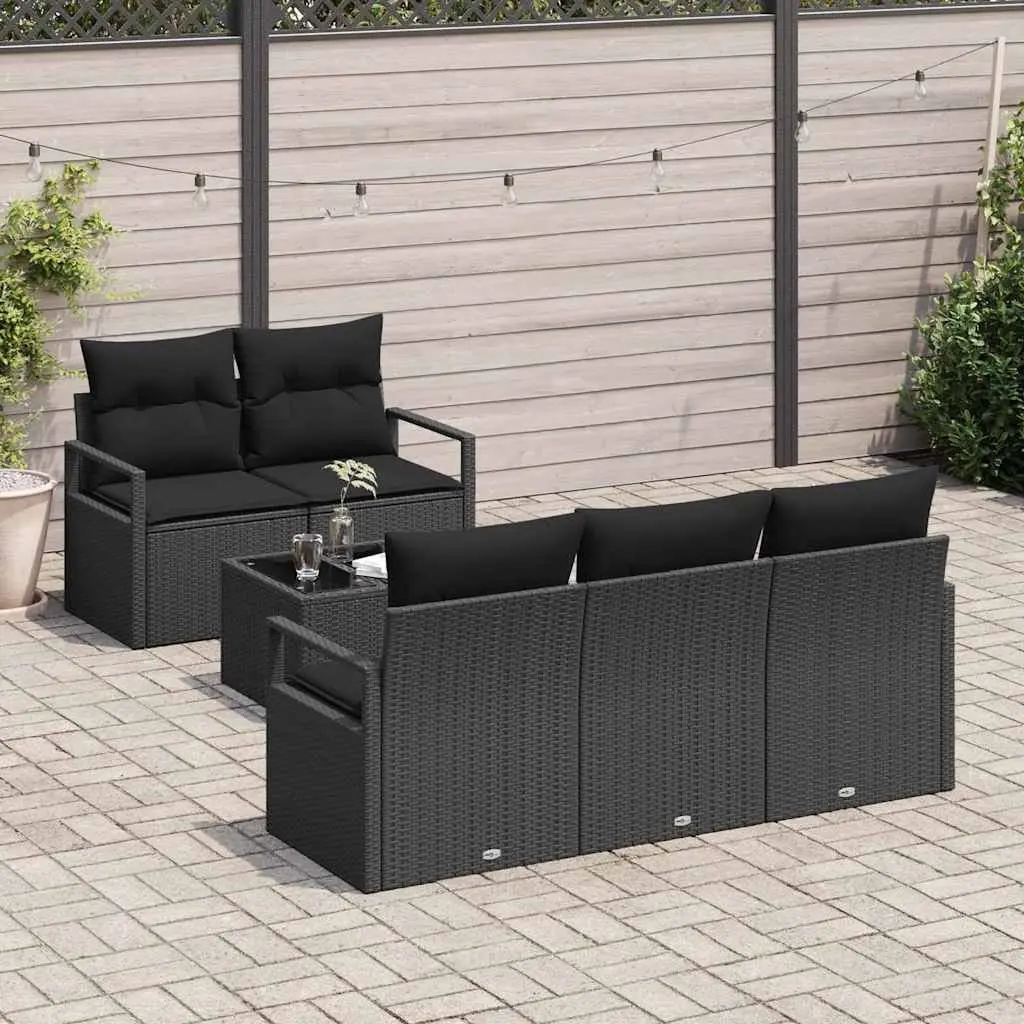 6 Piece Black Modular Garden Sofa Set