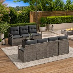 8-Piece Modular Garden Sofa Set with Table - Grey