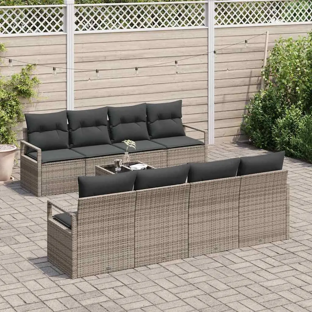 9-Piece Outdoor Garden Sofa Set with Glass Table