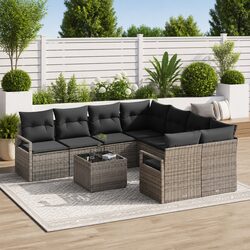 Specifications of a 9-Piece Grey Outdoor Sofa Set