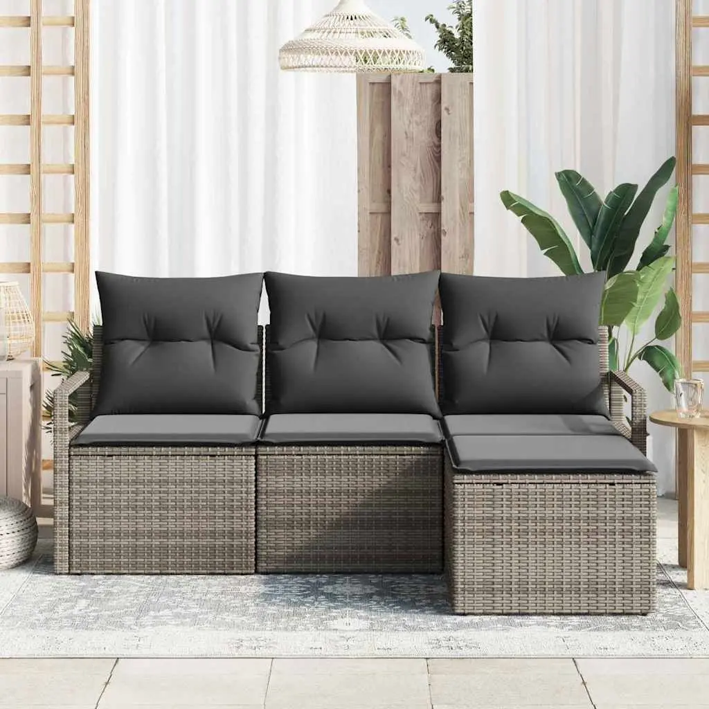 Grey Poly Rattan Sofa Set 4 Piece