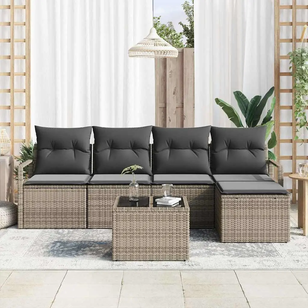 Outdoor Sofa Set Modular Garden Seating Light Grey 6 Piece