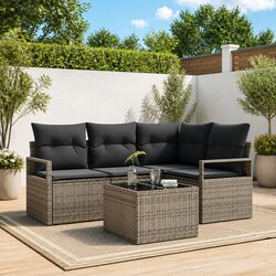 Light Grey Modular Garden Sofa Set 5 Piece Configuration