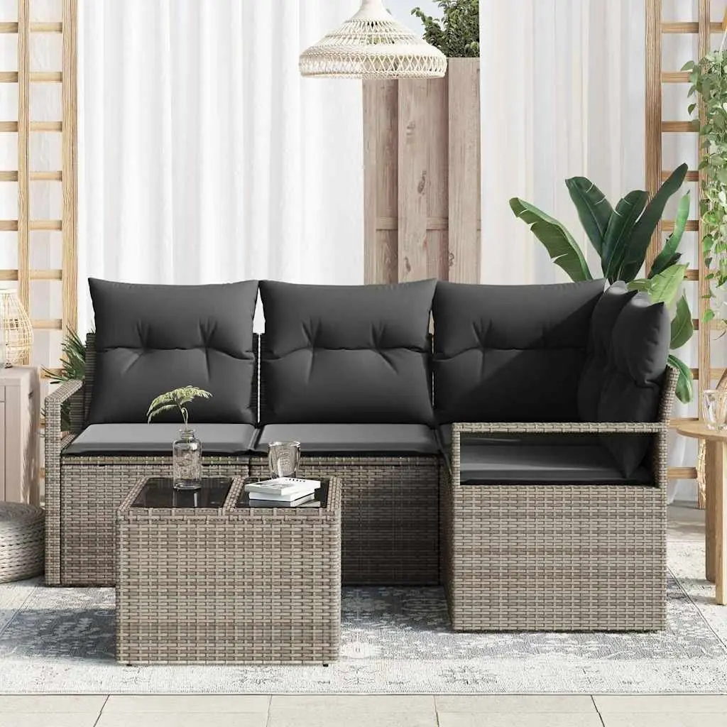 Light Grey Modular Garden Sofa Set 5 Piece Configuration