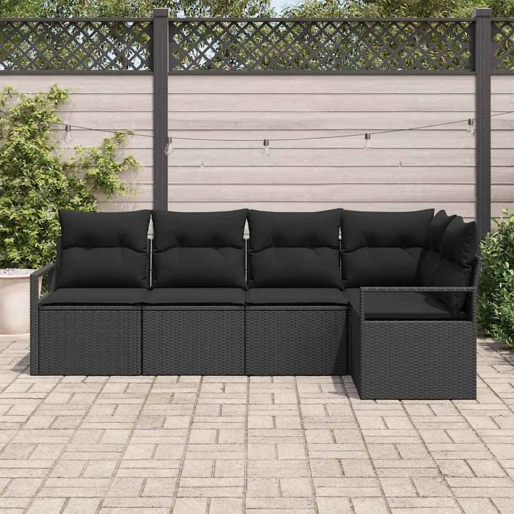 5-Piece Black Modular Sofa Set