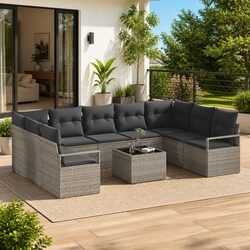 10-Piece Light Grey Rattan Garden Sofa Set Specifications