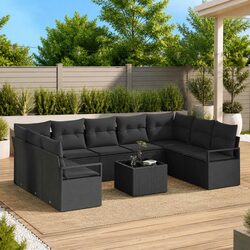 Comprehensive 10-Piece Garden Sofa Set - Black