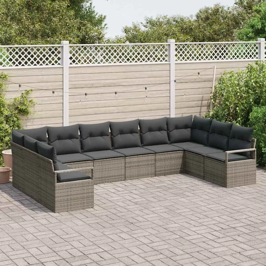 10-Piece Grey Modular Outdoor Sofa Set