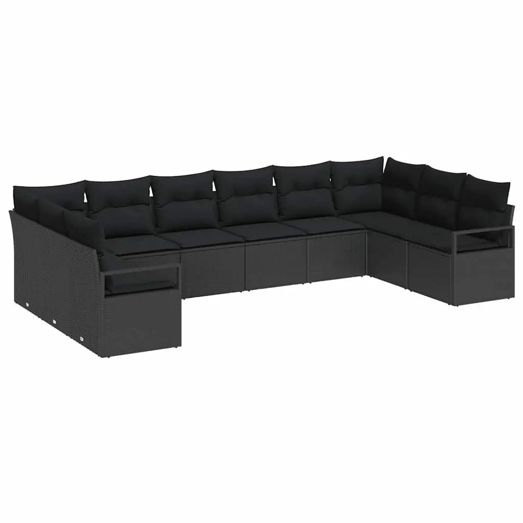 Outdoor Garden Sofa Set Modular Patio Seating Black 10 Piece