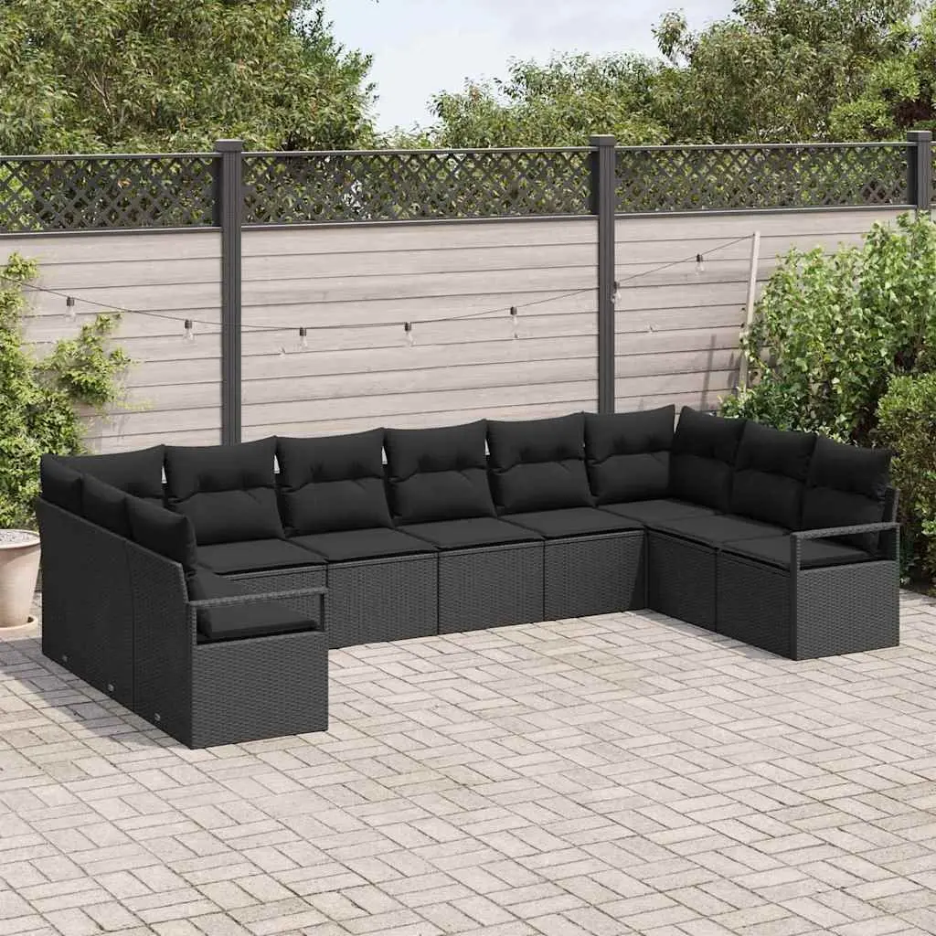Outdoor Garden Sofa Set Modular Patio Seating Black 10 Piece