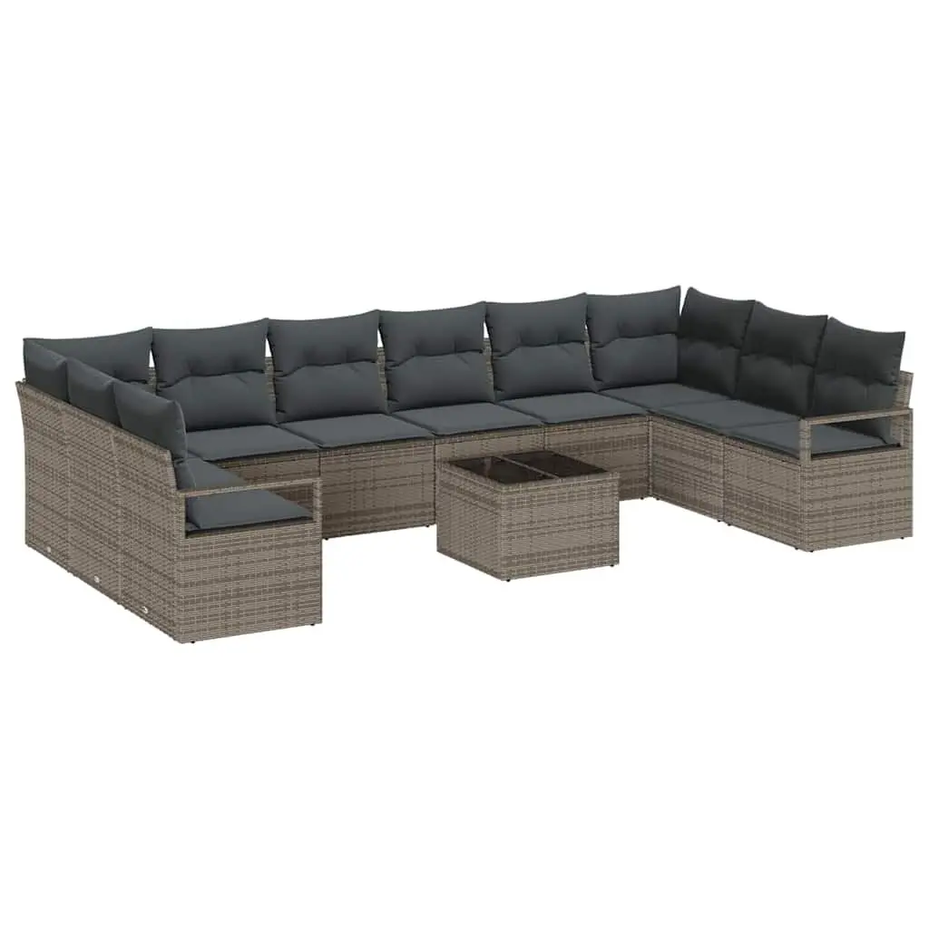 11-Piece Light Grey Outdoor Sofa Set