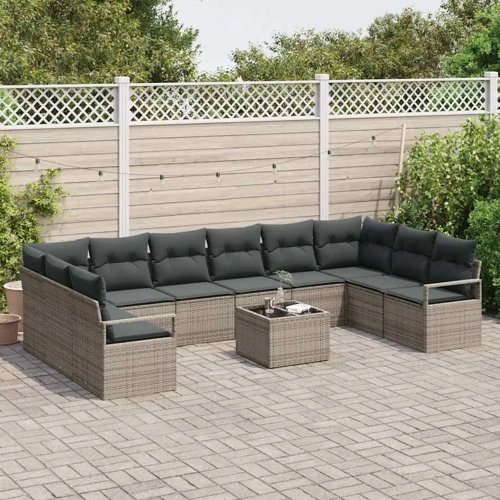 11-Piece Light Grey Outdoor Sofa Set