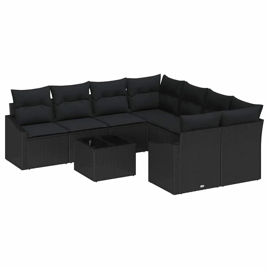 Outdoor Sofa Set 9 Pieces Garden Seating Poly Rattan Modular with Storage Table