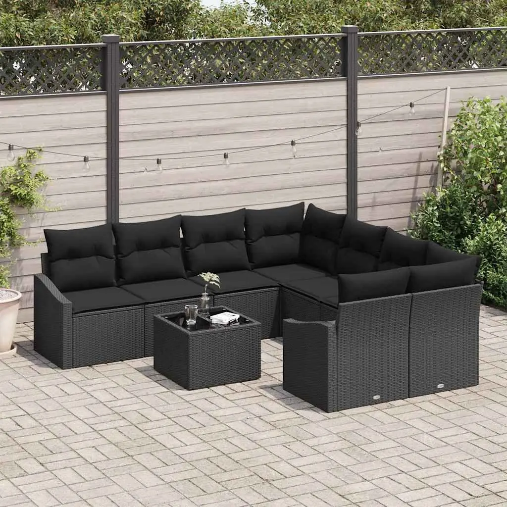 Outdoor Sofa Set 9 Pieces Garden Seating Poly Rattan Modular with Storage Table