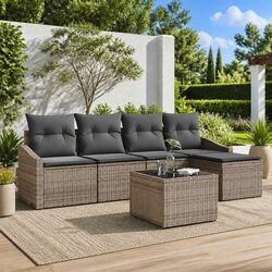 Light Grey 6-Piece Sofa Set with Modular Design