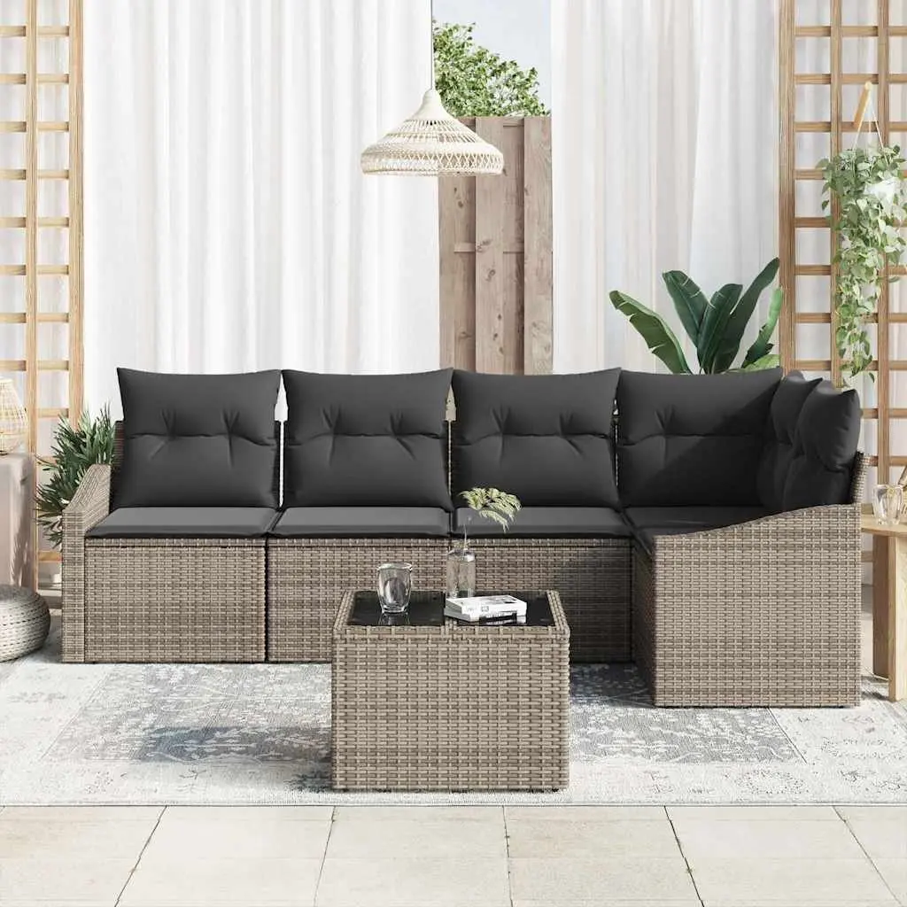 6-Piece Light Grey Outdoor Sofa Set