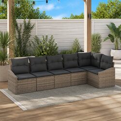 Factual 6-Piece Modular Grey Poly Rattan Sofa Set