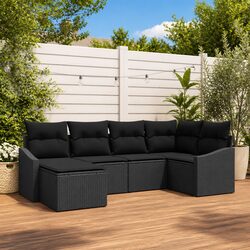 Detailed Specs: 6-Seater Modular Outdoor Sofa Set in Black