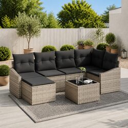 Specifications for 7-Piece Modular Outdoor Sofa Set, Light Grey