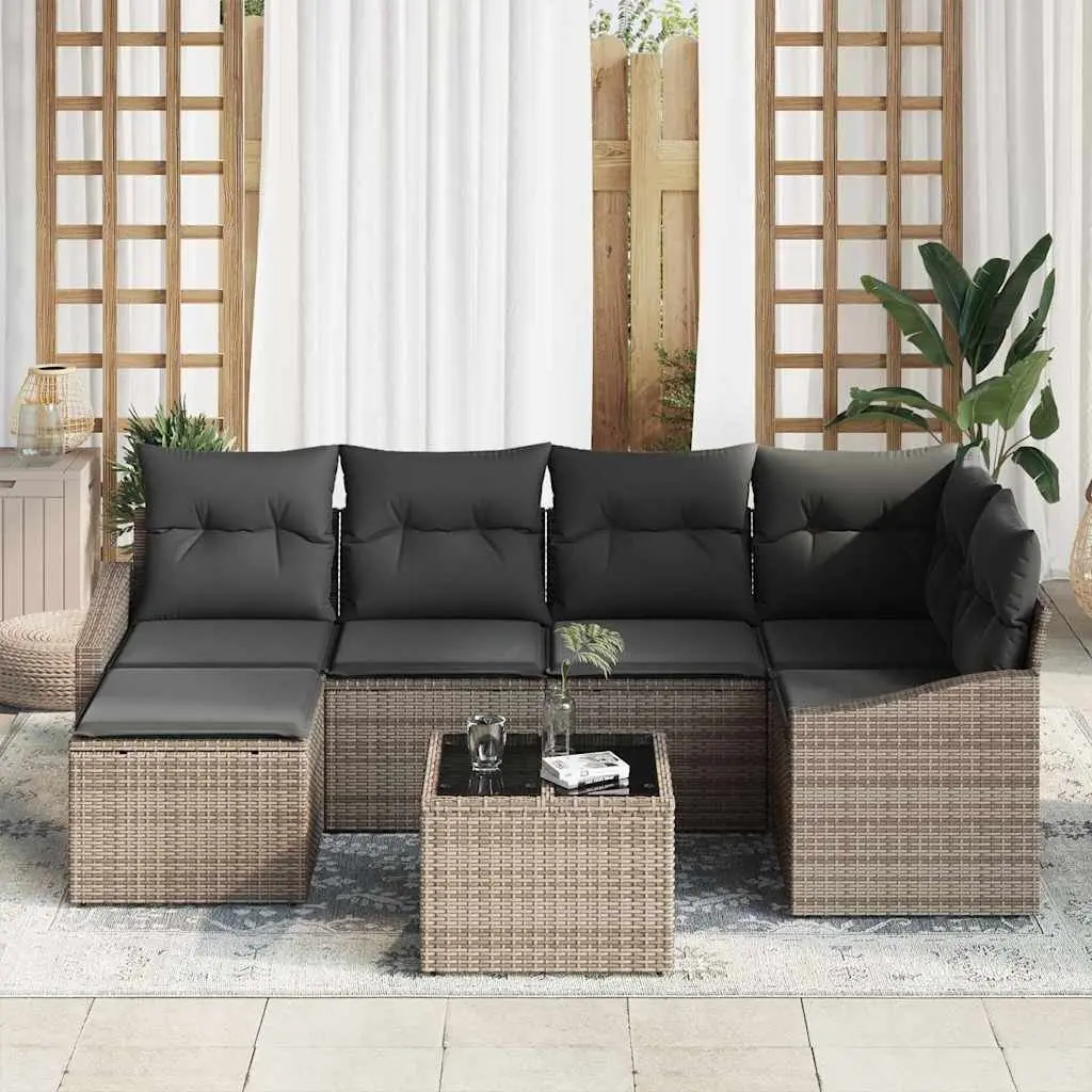 Garden Dining Set 7 Piece Light Grey Outdoor Patio Use