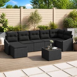 8-Piece Modular Garden Sofa Set with Cushions