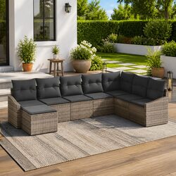 Garden Sofa Set with 8 Modular Pieces in Grey