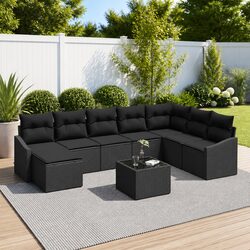 8-Piece Outdoor Sofa Set with Poly Rattan and Steel Frame