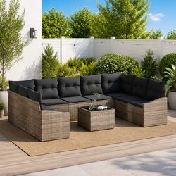 Modular Garden Sofa Set Specifications: Light Grey Poly Rattan