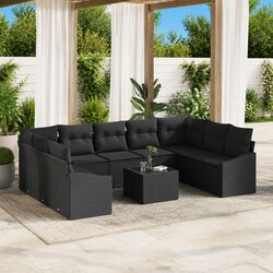 Modular Outdoor Sofa Set with Storage - Black Poly Rattan
