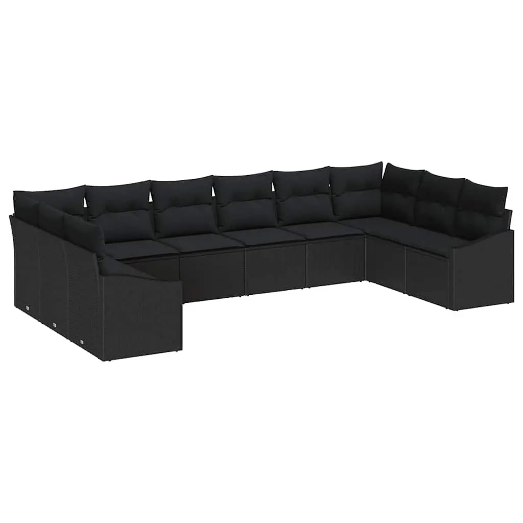 10-Piece Black Outdoor Sofa Set