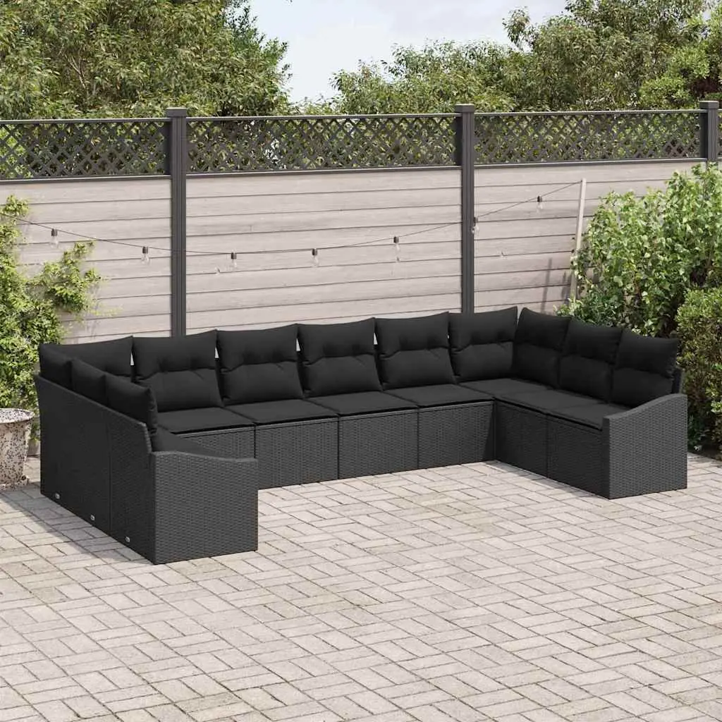 10-Piece Black Outdoor Sofa Set
