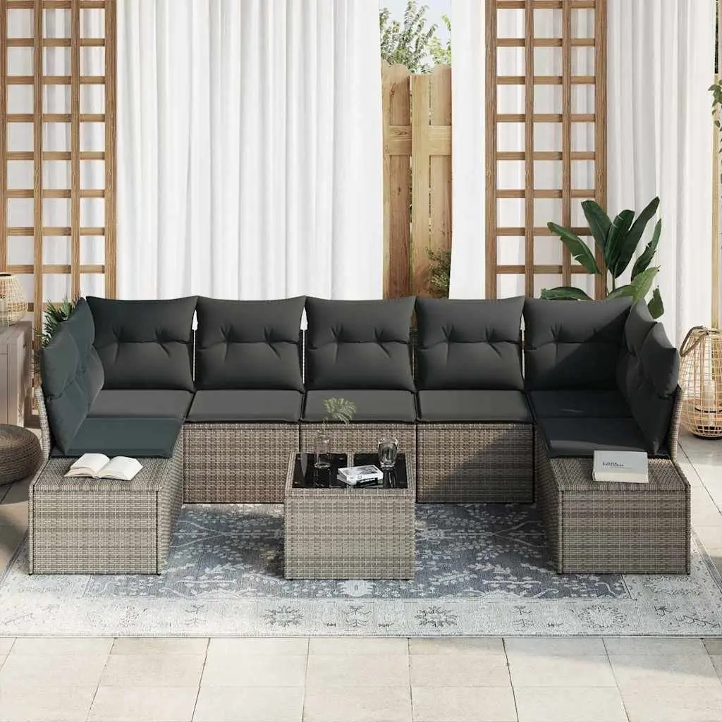 8-Piece Modular Grey Garden Sofa Set