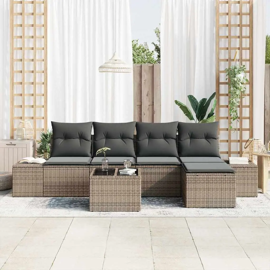 Outdoor Garden Sofa Set 5 Piece Modular Light Grey for Patio and Outdoor Living