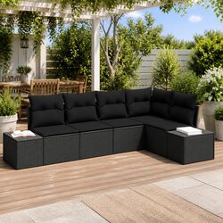 5-Piece Outdoor Sofa Set with Black Poly Rattan Design