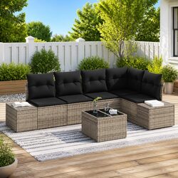 Modular Garden Sofa Set with Storage Light Grey Outdoor Furniture Patio Lounger