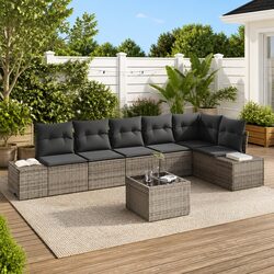 Modular Garden Sofa Set Specifications: Light Grey Design