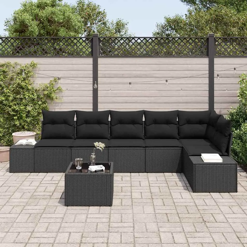 Outdoor Modular Sofa Set Patio Lounge Adjustable Size with Water-Resistant Storage Black